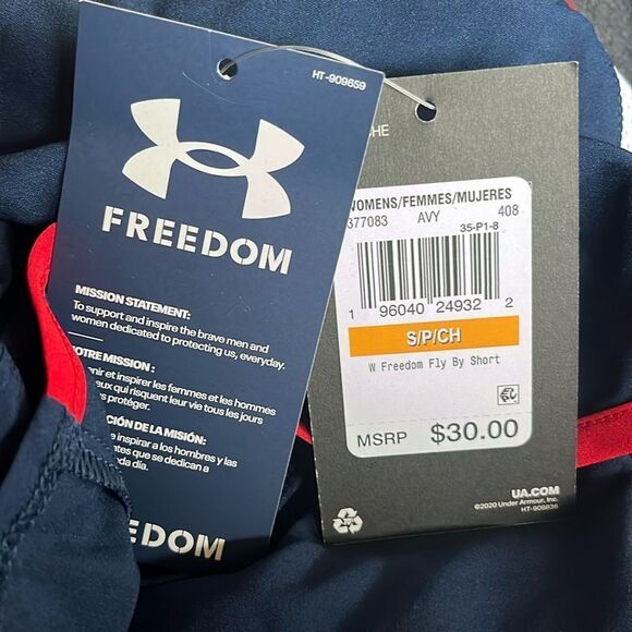 Under Armour Freedom Women’s Shorts navy/Red Size small NWT - Picture 2 of 3